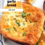 Pinterest graphic. Easy cheesy garlic bread with text