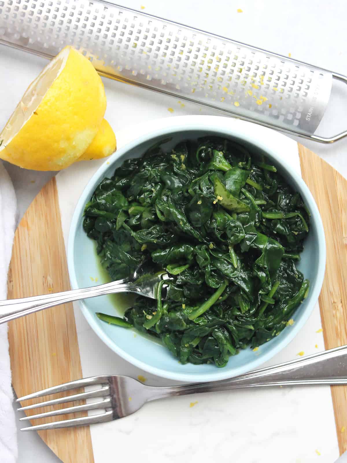 Buttered Wilted Spinach with Garlic and Lemon