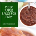 Pinterest graphic. Apple cider sauce with text.