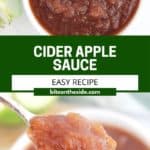 Pinterest graphic. Apple cider sauce with text.