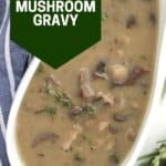 Pinterest graphic. Mushroom gravy with text.