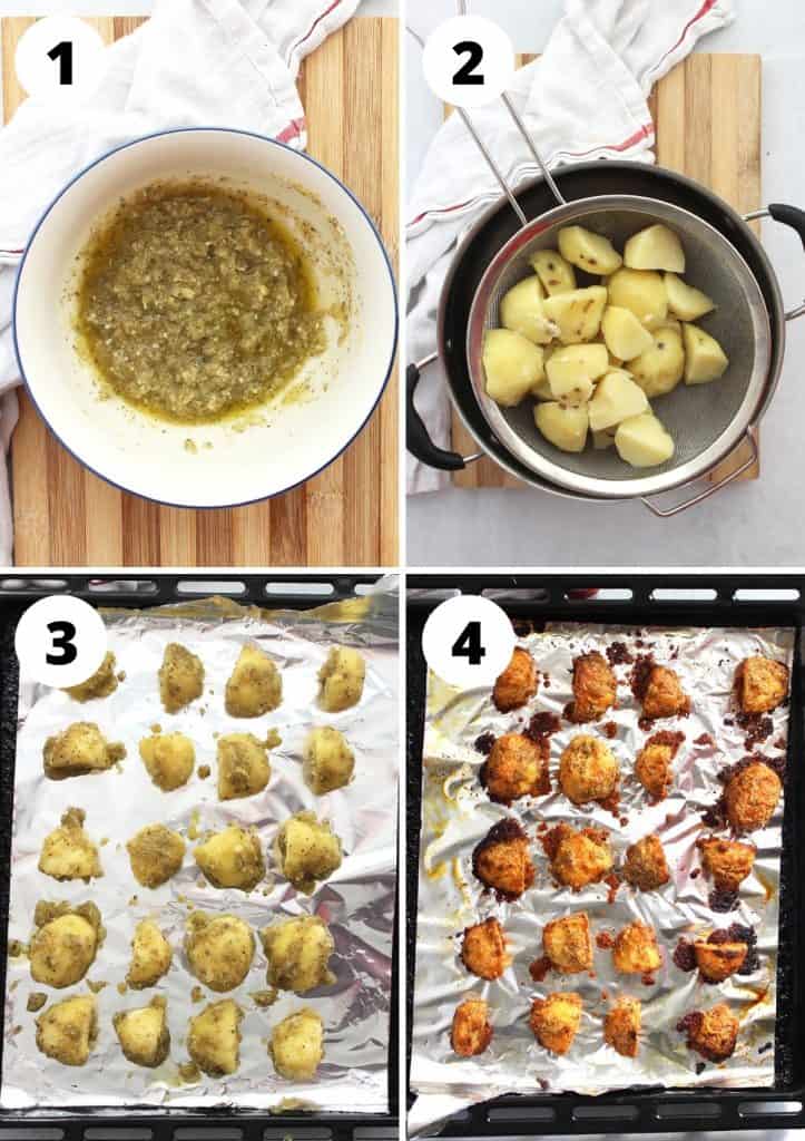 Four step by step photos showing how to make the recipe.