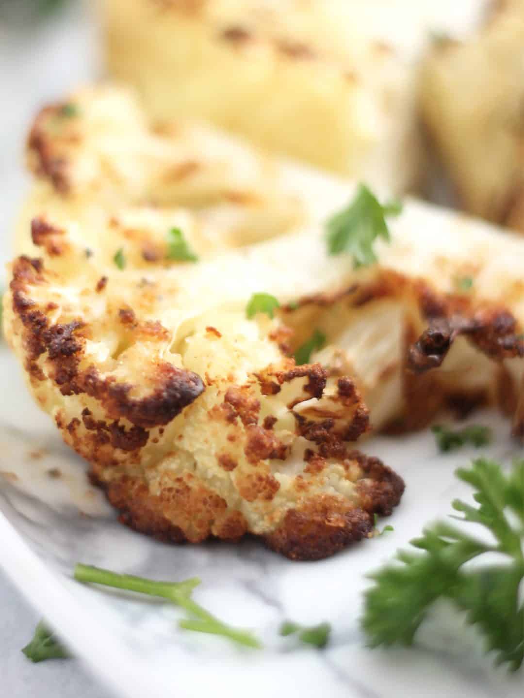 Air Fryer Cauliflower Steaks Bite On The Side