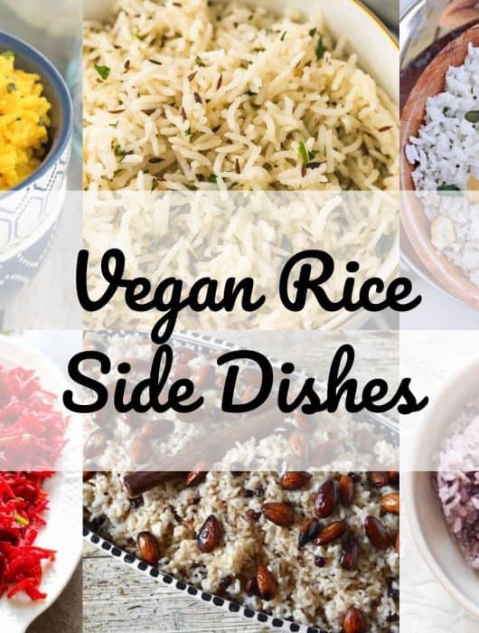 Collage of vegan rice recipes with text.