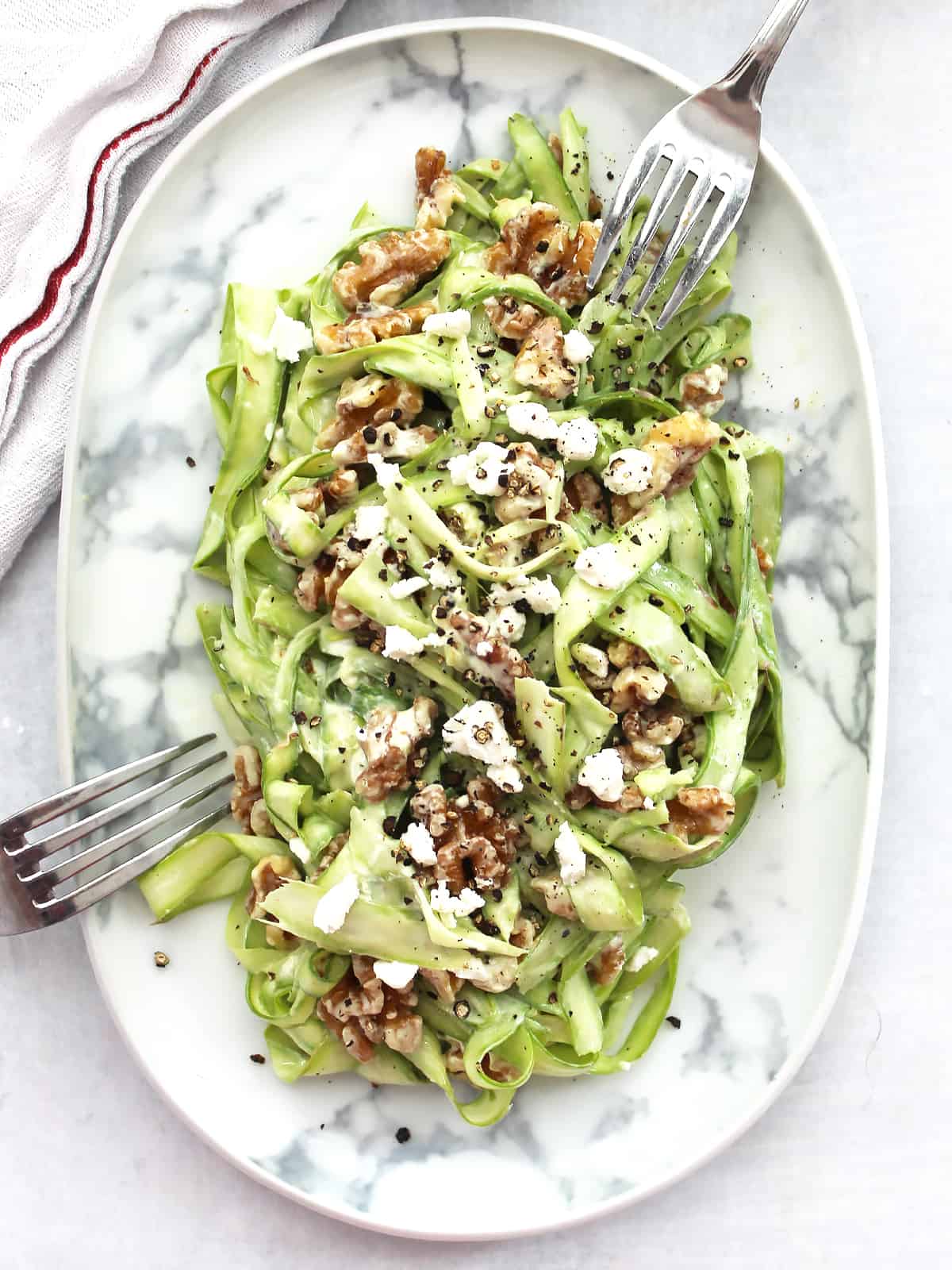 Shaved Asparagus Salad (Asparagus, Goat Cheese and Walnuts)