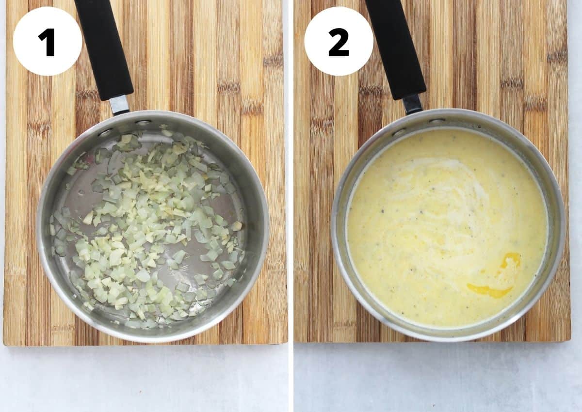 Two step by step photos to show how to make the sauce.