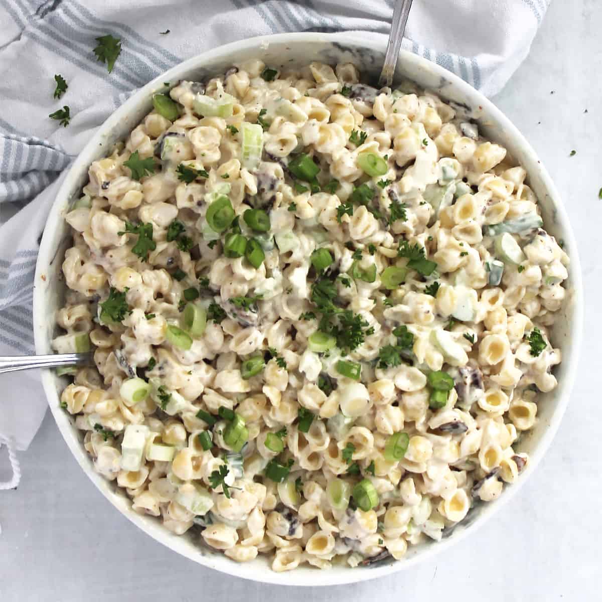 Creamy Bacon Blue Cheese Pasta Salad - Bite On The Side