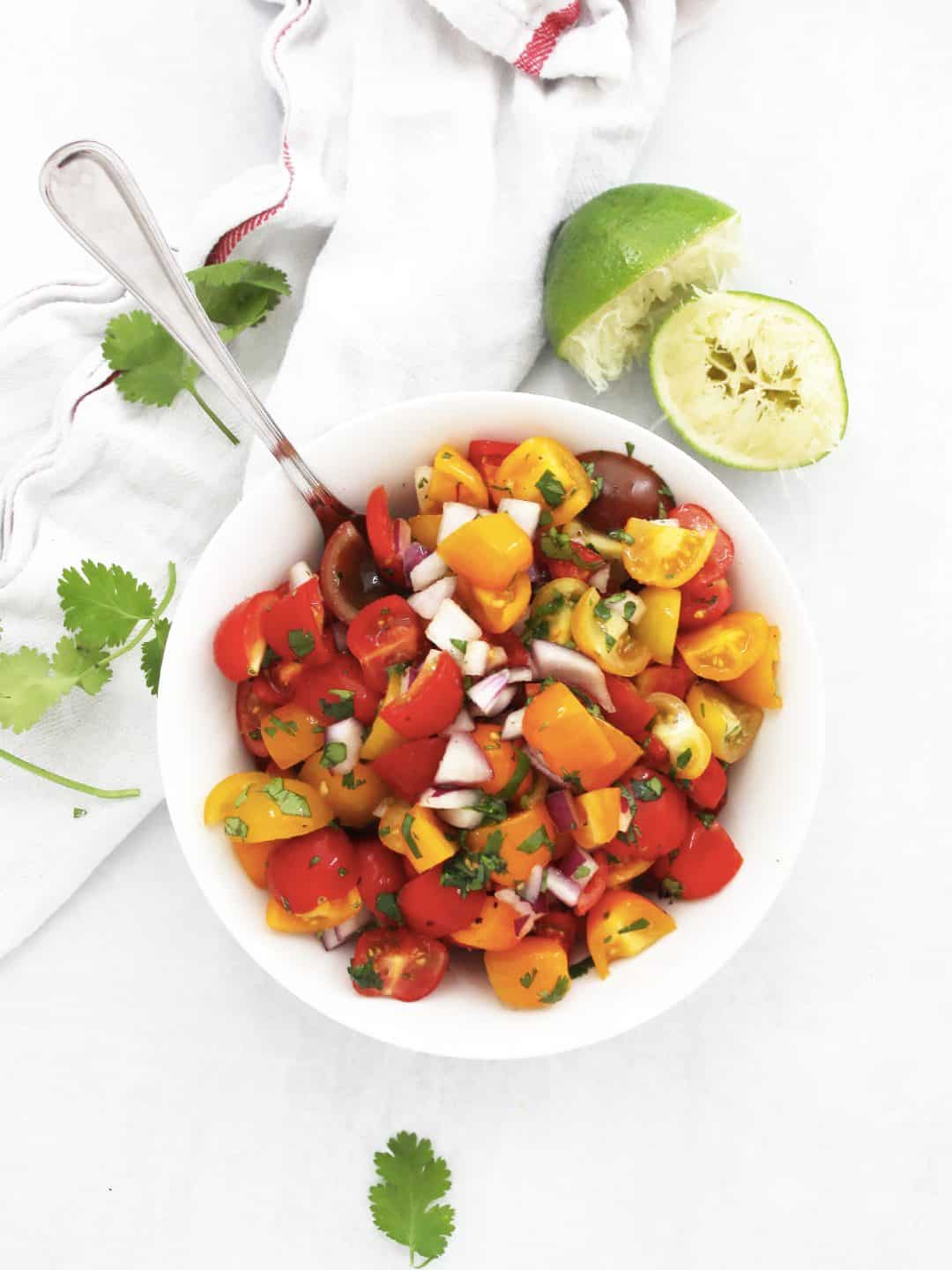 Cherry Tomato Salsa with Red Onion Bite On The Side