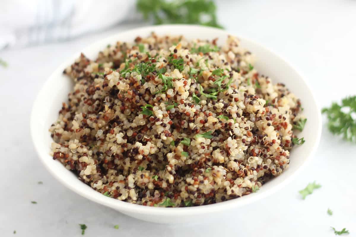 Garlic Tri-Color Quinoa Recipe - Bite On The Side