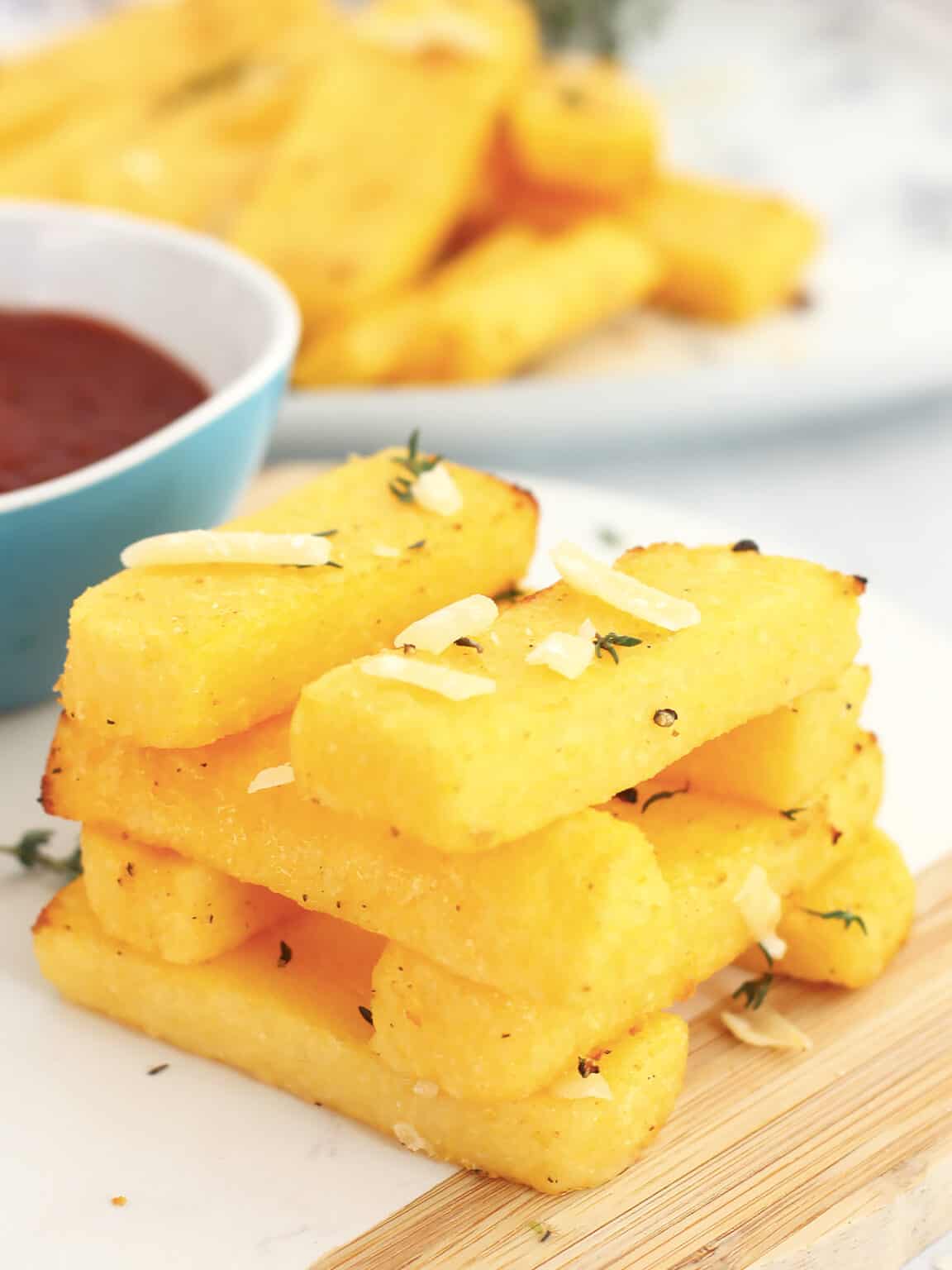 Air Fryer Polenta Fries Bite On The Side