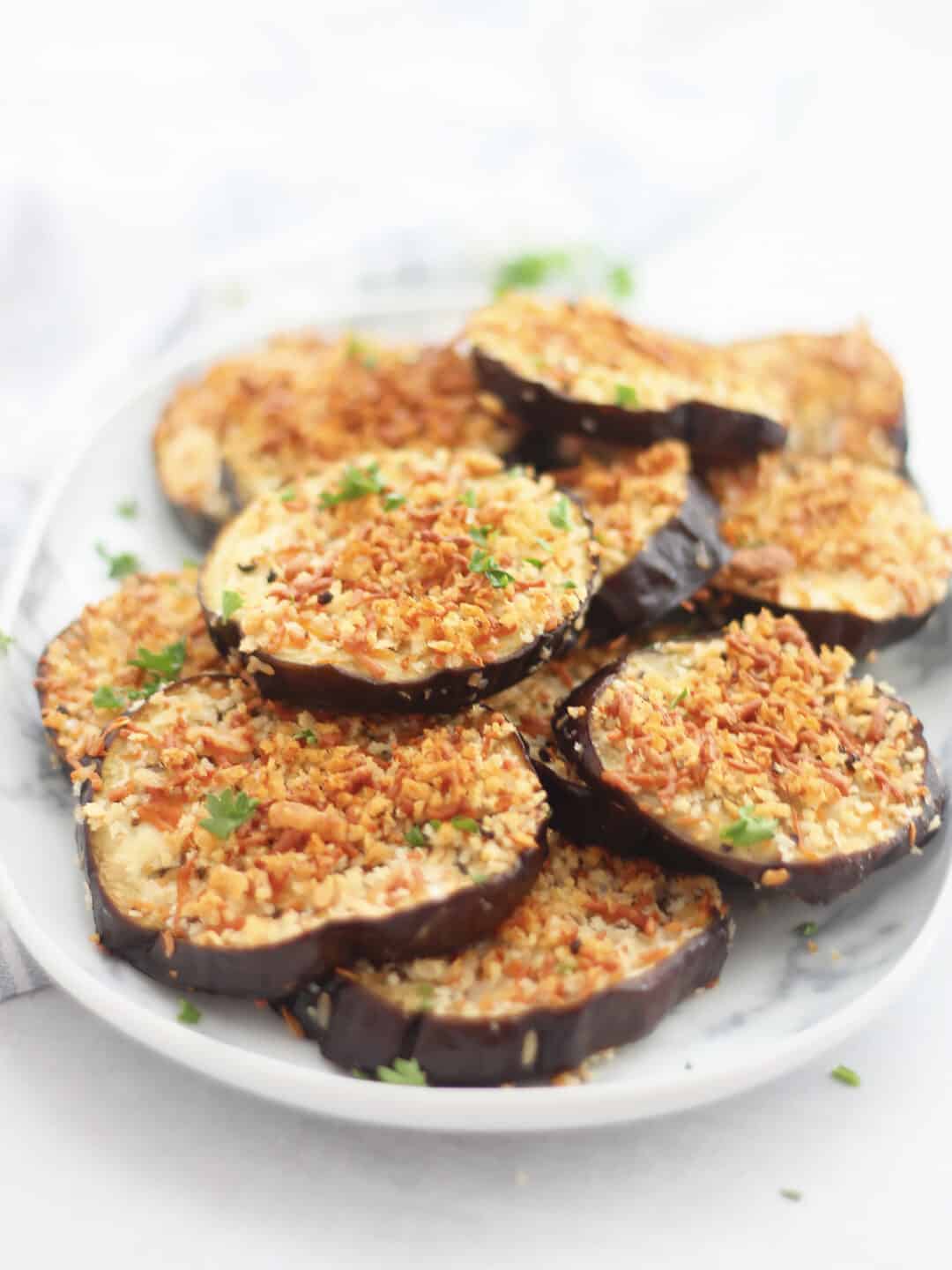 Crispy Cheesy Baked Eggplant Slices - Bite On The Side