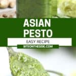 Pinterest graphic. Asian pesto with text overlay.