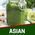 Pinterest graphic. Asian pesto with text overlay.