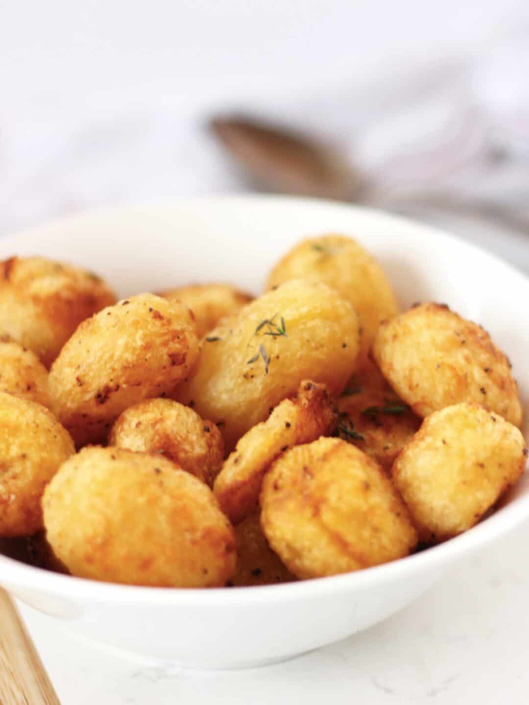 Air Fryer Roasted Canned Potatoes Bite On The Side