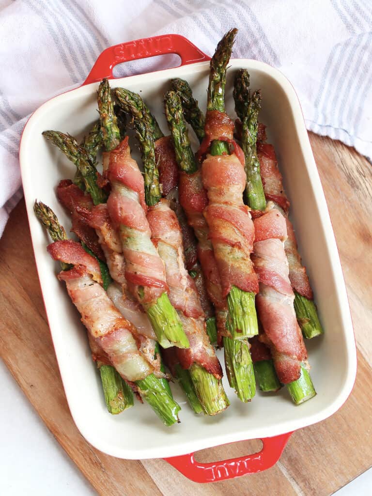 Air Fryer Bacon Wrapped Asparagus Bite On The Side