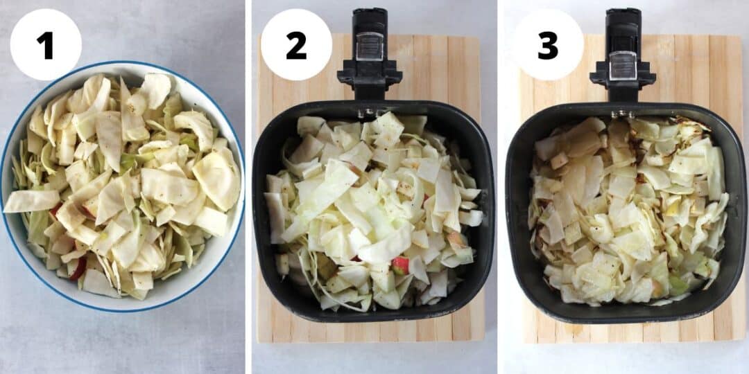 Air Fryer Cabbage with Onions and Apples Bite On The Side
