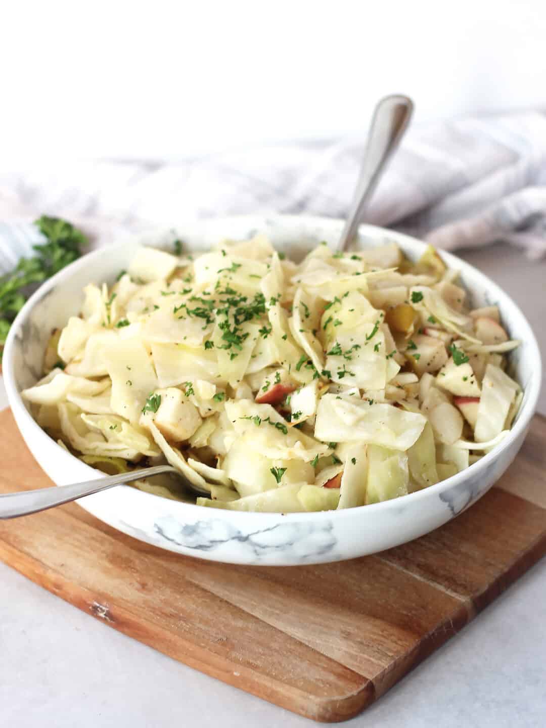 Air Fryer Cabbage with Onions and Apples Bite On The Side