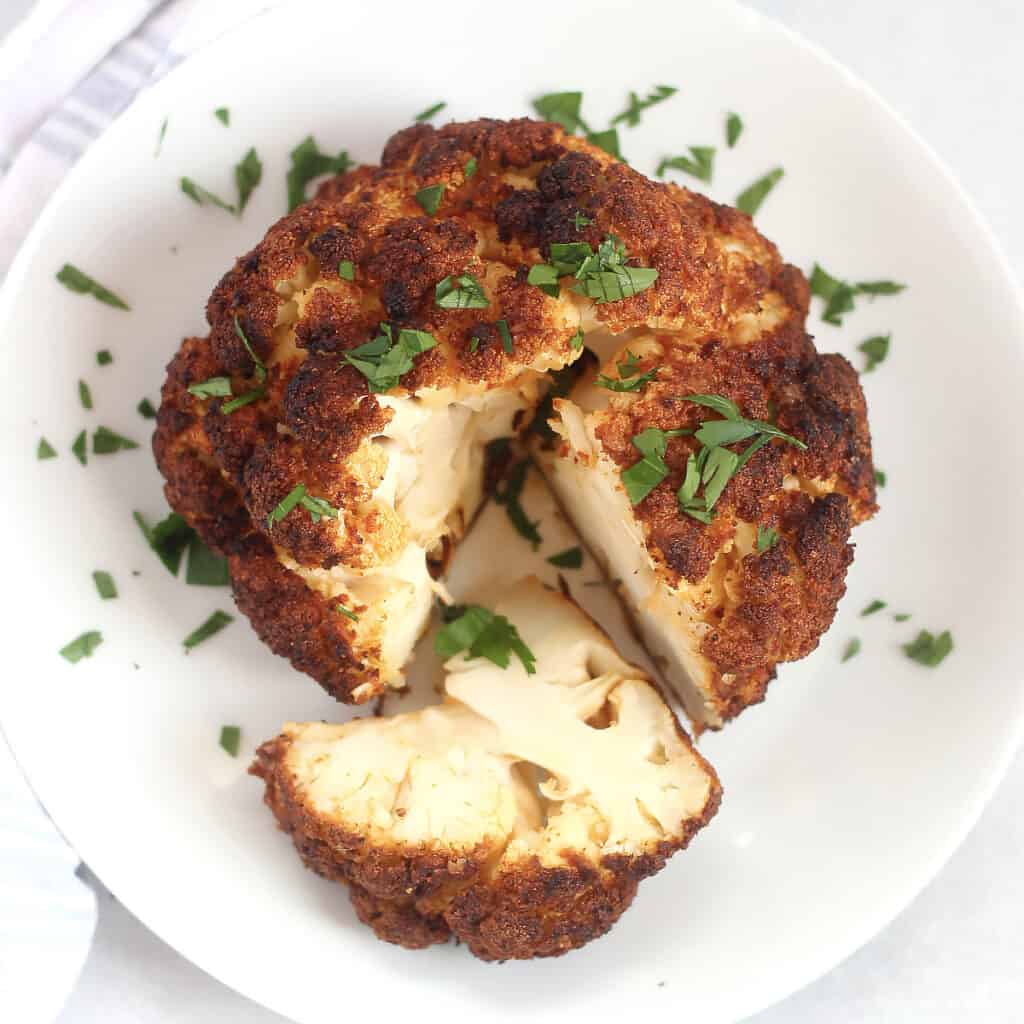 Air Fryer Whole Roasted Cauliflower Bite On The Side