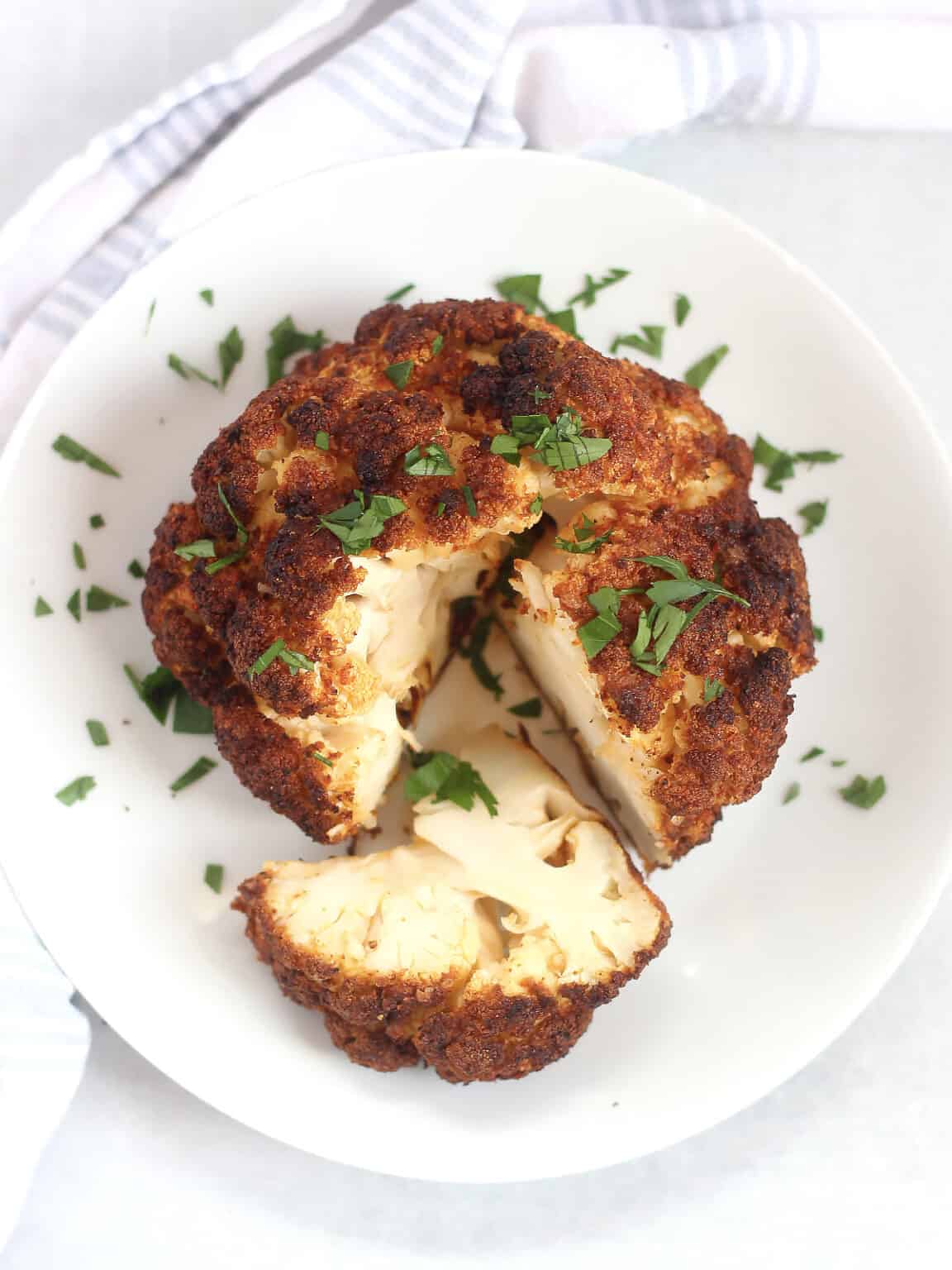 Air Fryer Whole Roasted Cauliflower Bite On The Side