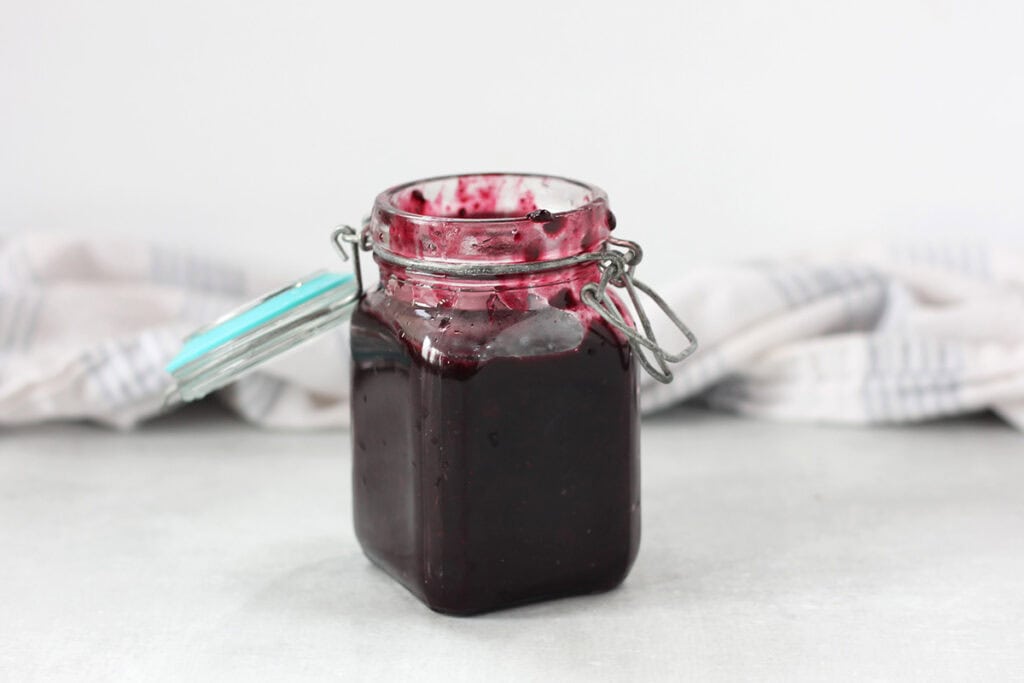 Sauce in a glass jar.