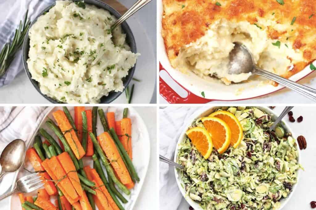 Collage of four Thanksgiving side dishes.